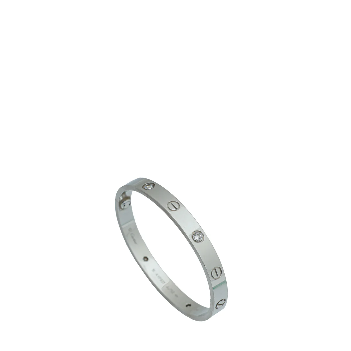 Cartier 18K White Gold 4 Diamond Love Bracelet 16