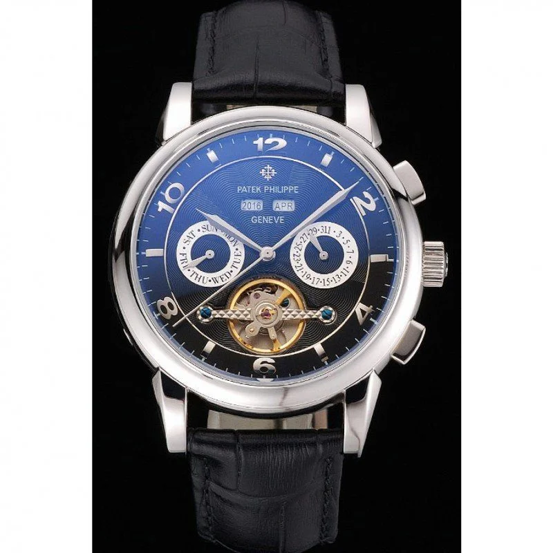 Perpetual Calendar Tourbillon Dial Black 44 mm, Stainless Steel