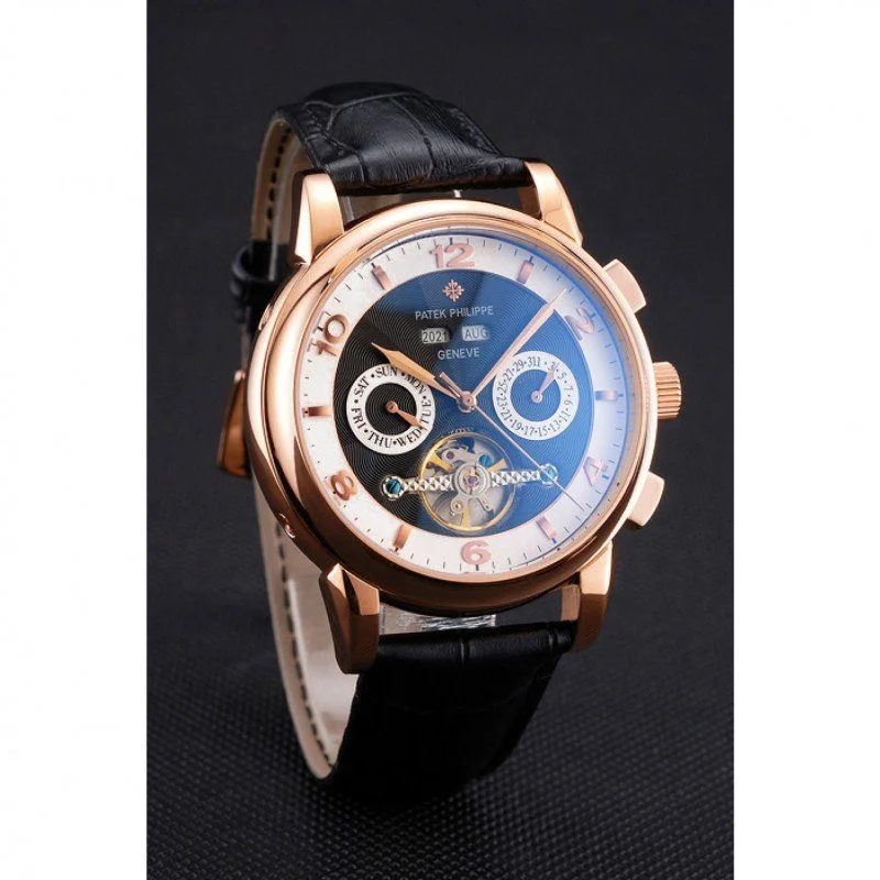 Perpetual Calendar Tourbillon Dial Black 44 mm, Rose Gold Plated