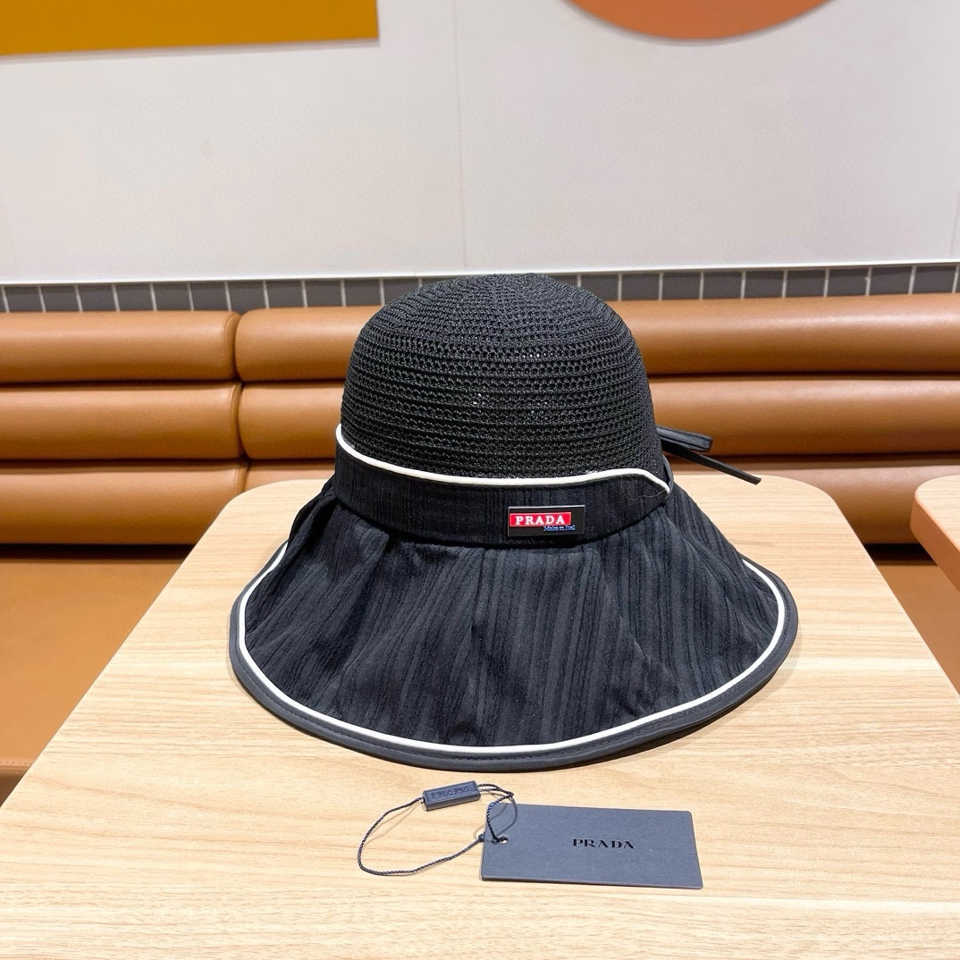 Prada Stylish Bow Fisherman Hat   Sunhat （Replica）