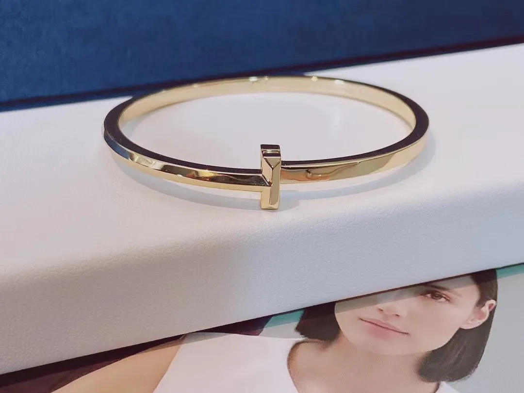 Tiffany T T1 Narrow Hinged Bangle Champagne Gold/White Gold