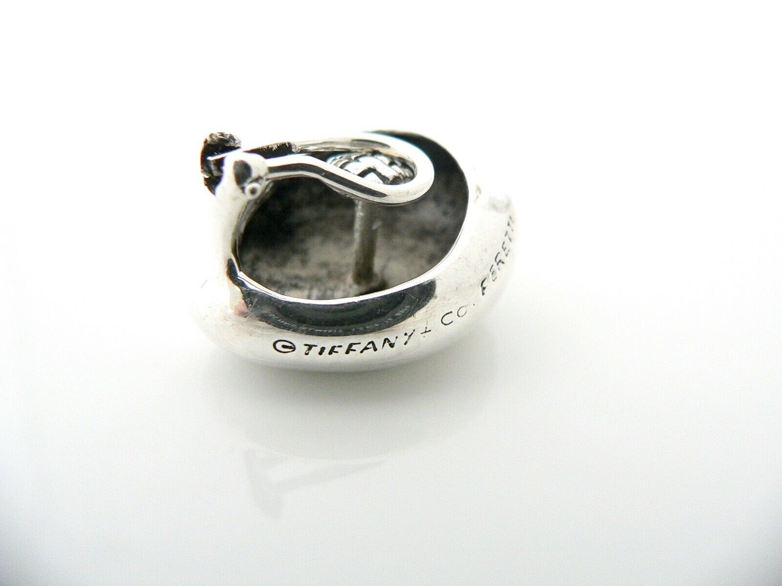 Tiffany & Co Silver Large Bean Omega Backs SINGLE EARRING Clip On Classic