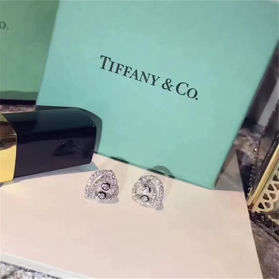 Tiffany Enchant 925 Silver Hollow Heart Ear-stud Studded Crystals For Ladies Online Replica 33725906