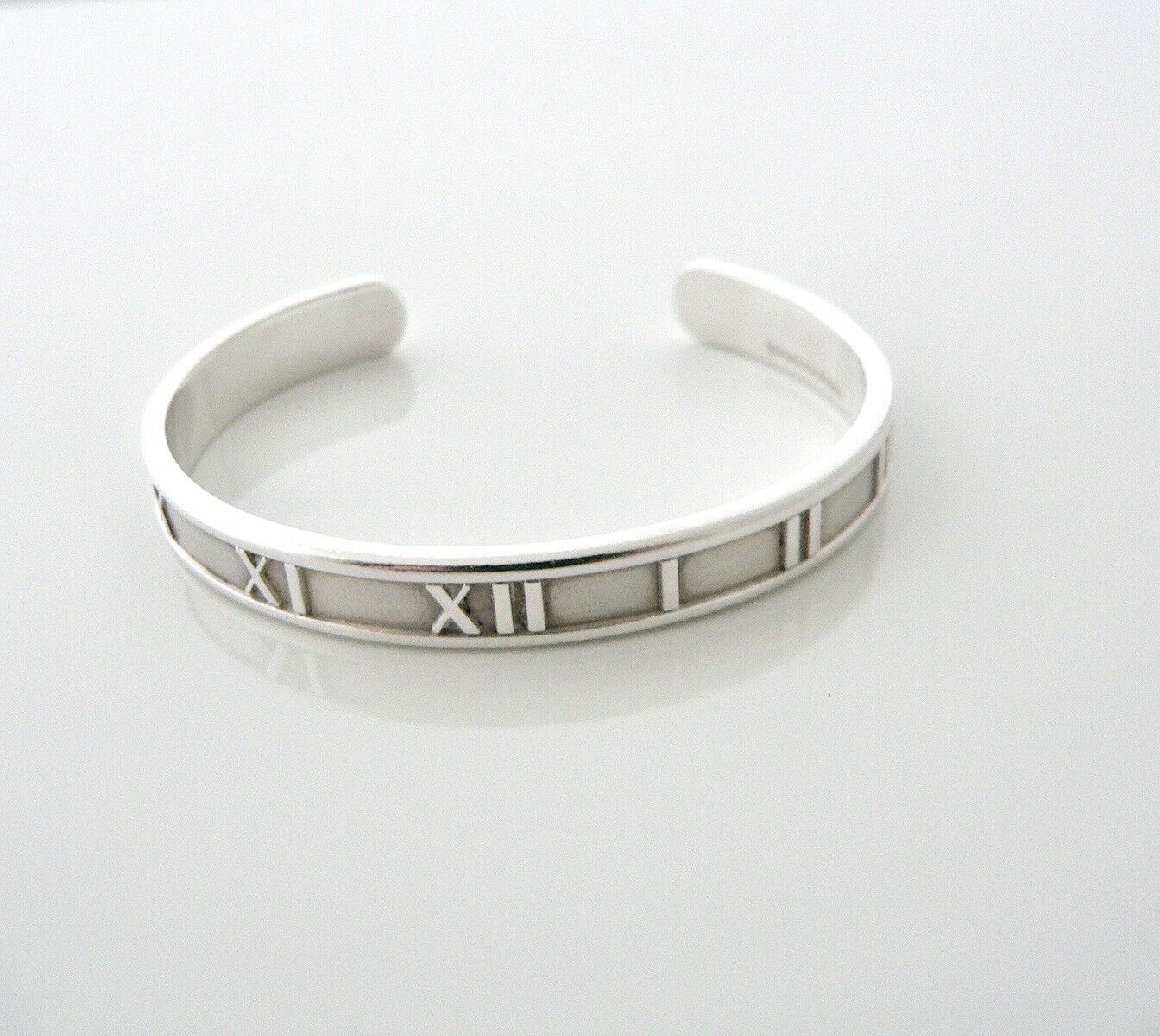 Tiffany & Co Silver Atlas Roman Numeral Cuff Bracelet Bangle Gift Love Statement