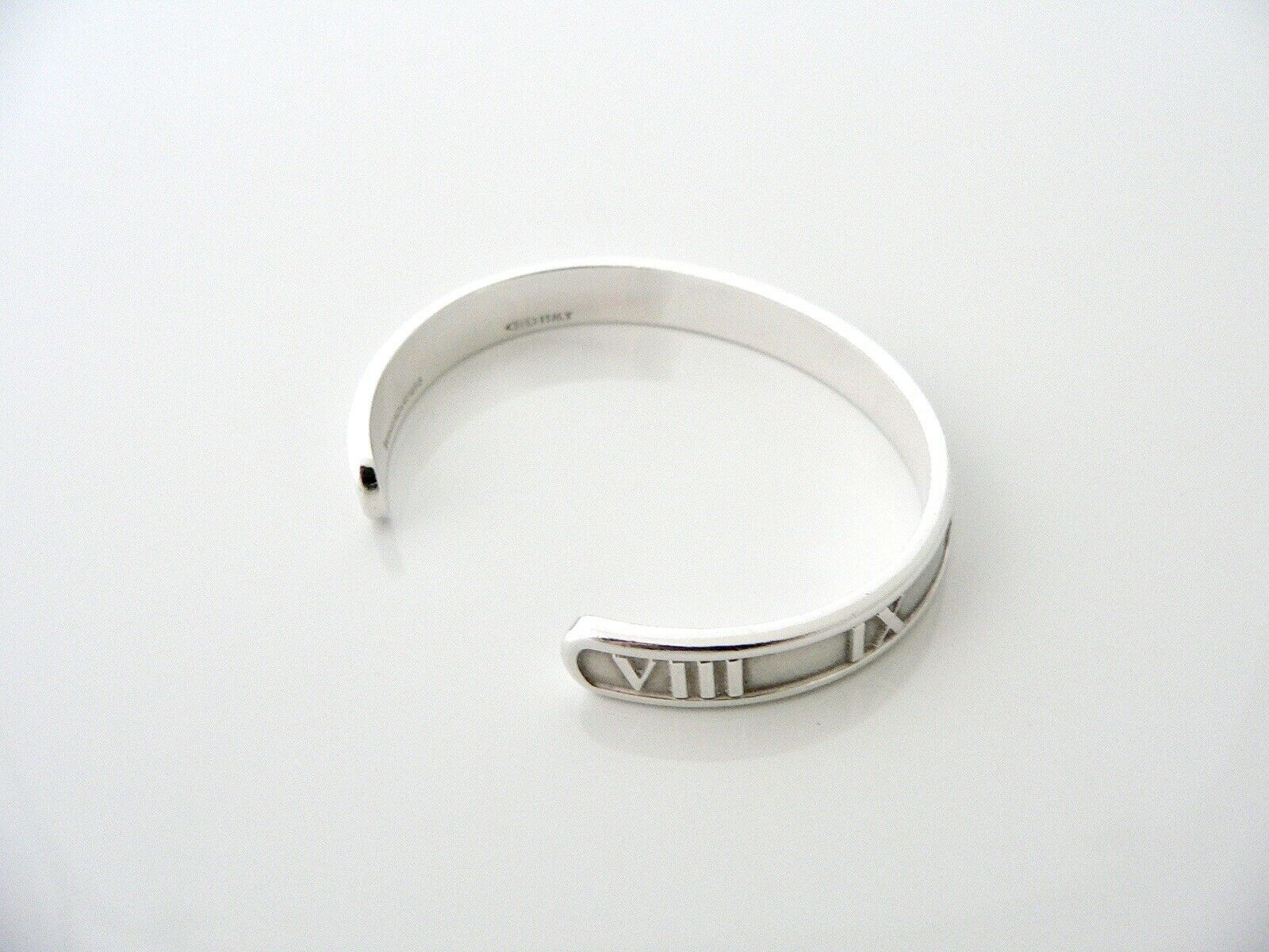 Tiffany & Co Silver Atlas Roman Numeral Cuff Bracelet Bangle Gift Love Statement