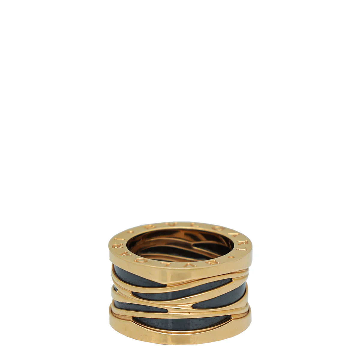 Bvlgari 18K Rose Gold Black Ceramic B Zero1 Design Legend Ring 52