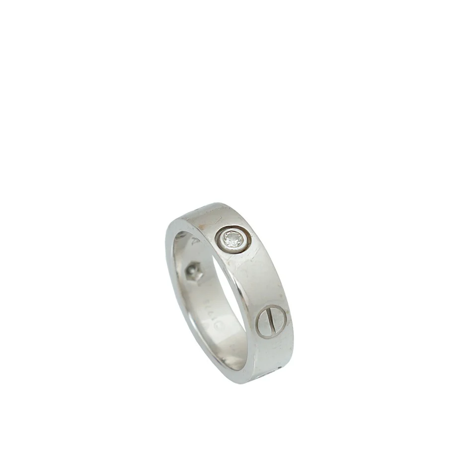 Cartier 18K White Gold 3 Diamonds Love Ring 53
