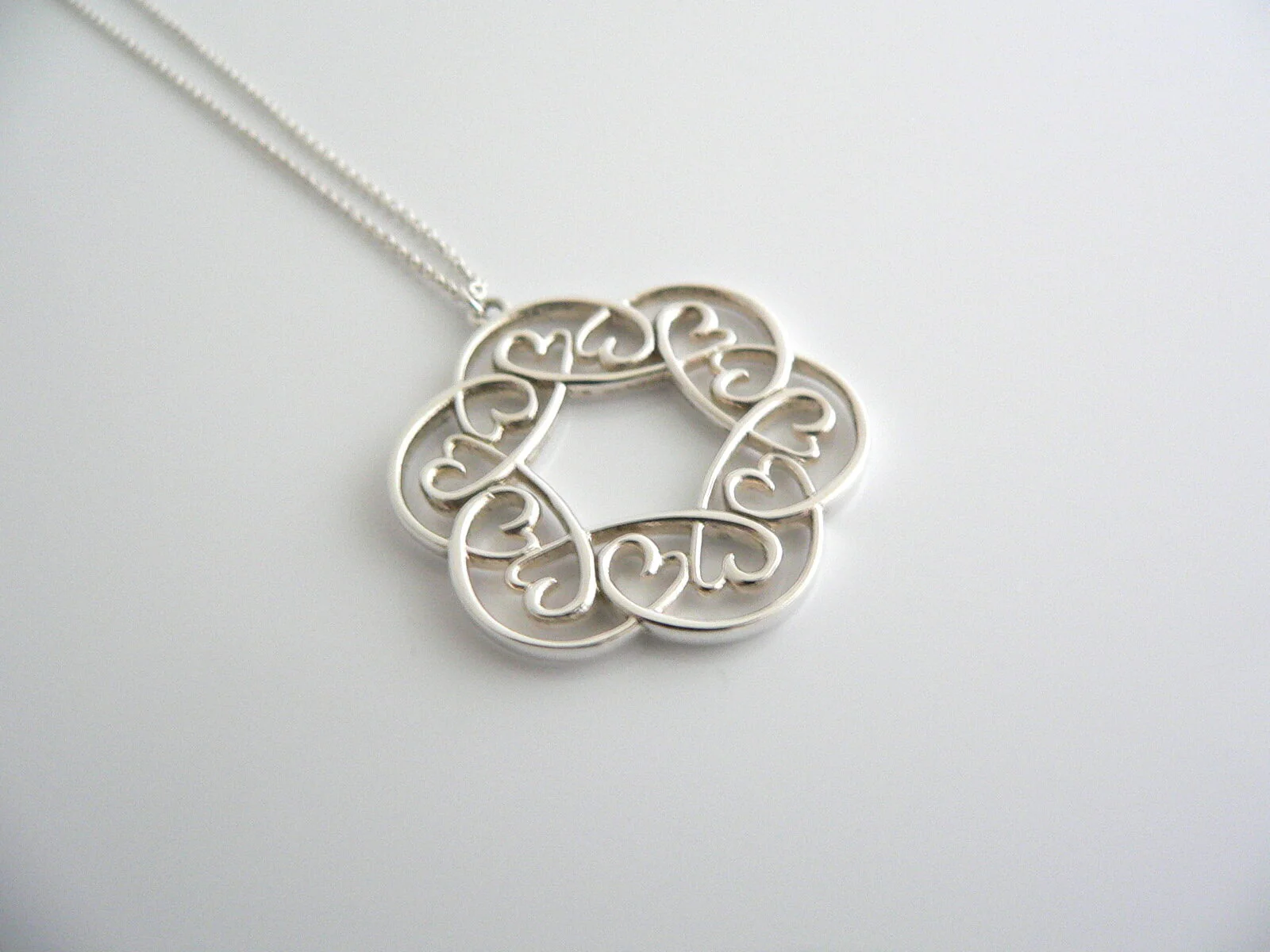 Tiffany & Co Silver Heart Necklace Medallion Pendant Charm 18 Inch Love Gift Art