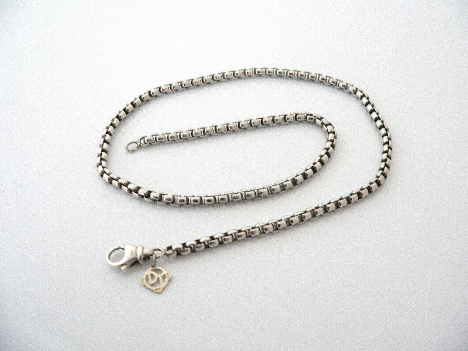 David Yurman Silver 14K Gold Box Link Necklace Chain Pendant Gift Venetian Cool