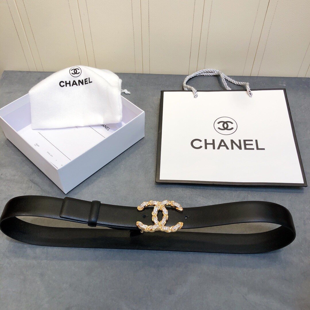 Chanel Belt With Double C Buckle Black Women Belt 30MM
