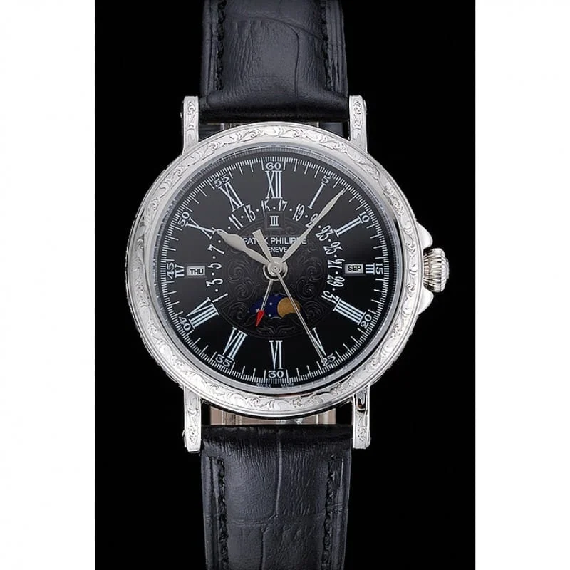 Perpetual Calendar Dial Black 40 mm, Stainless Steel