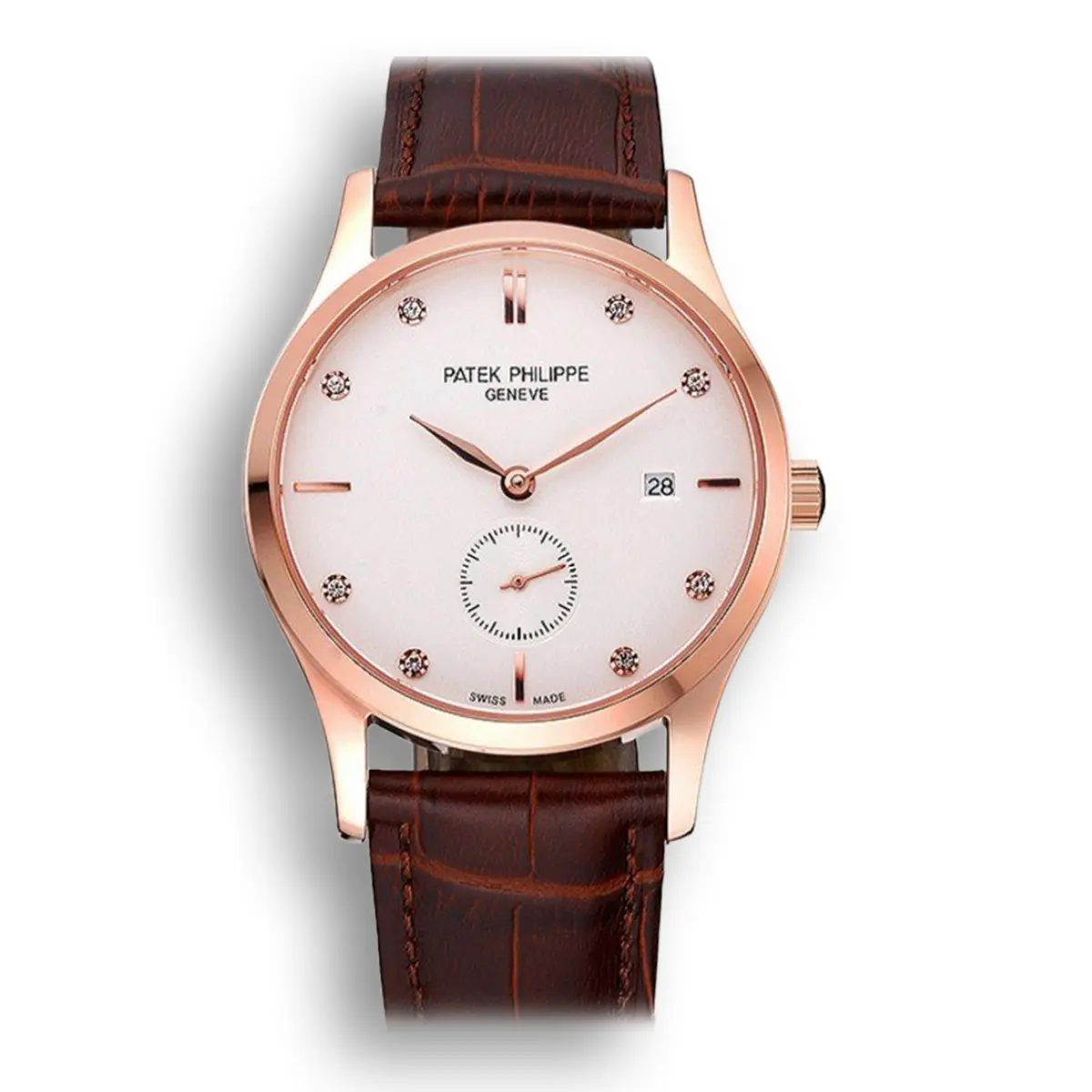 Calatrava White Dial White 39 mm, Rose Gold Plated