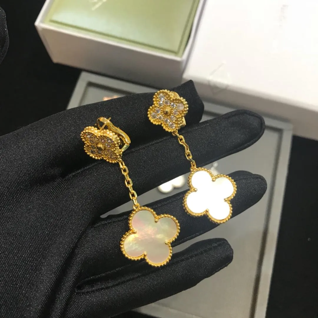 Van Cleef & Arpels Magic Alhambra Earrings 2 motifs Mother-of-pearl with Diamonds