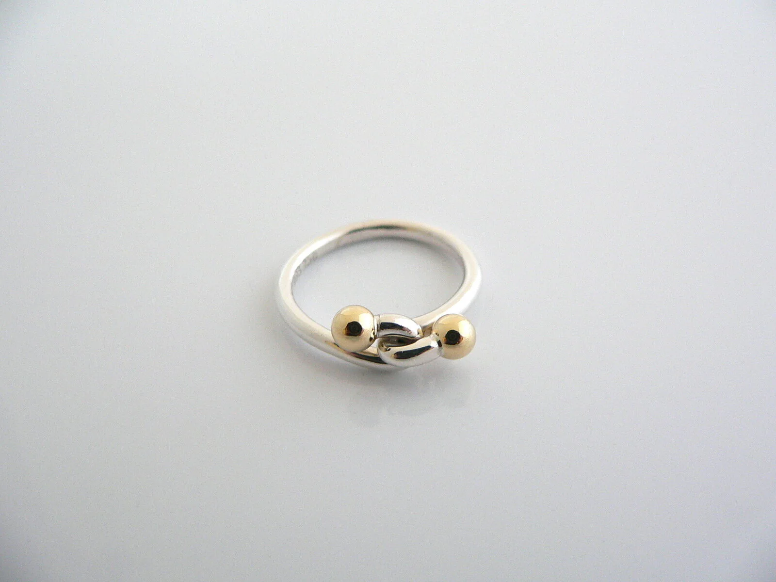 Tiffany & Co Silver 18K Gold Love Knot Infinity Ring Band Sz 5.25 Gift Rare