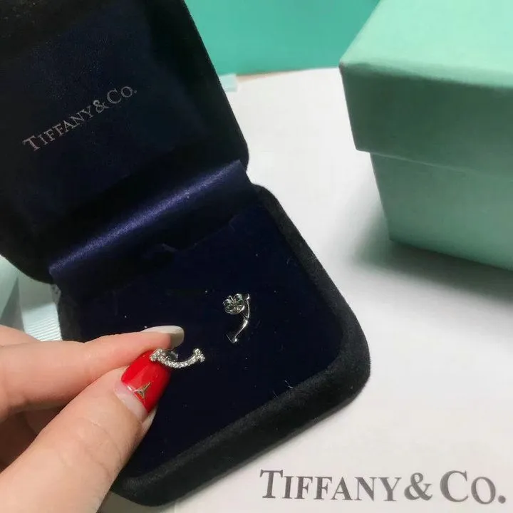 Tiffany T Smile Earrings Crystals Silver Pink/Yellow Gold Celebrities UK Sale