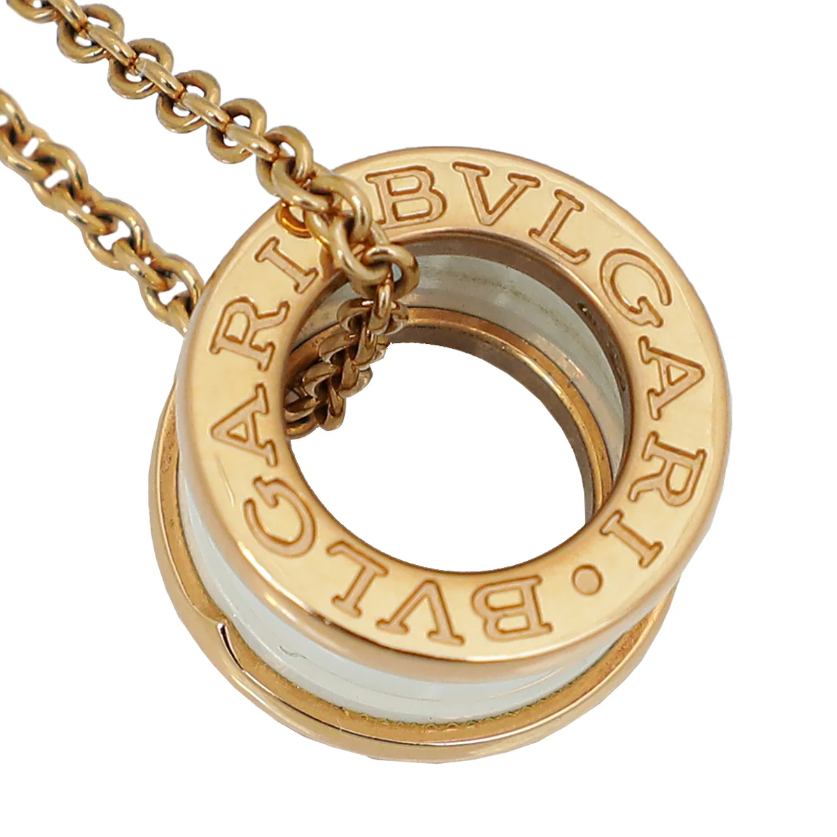 Bvlgari 18K Pink Gold Ceramic B. Zero 1 Pendant Necklace