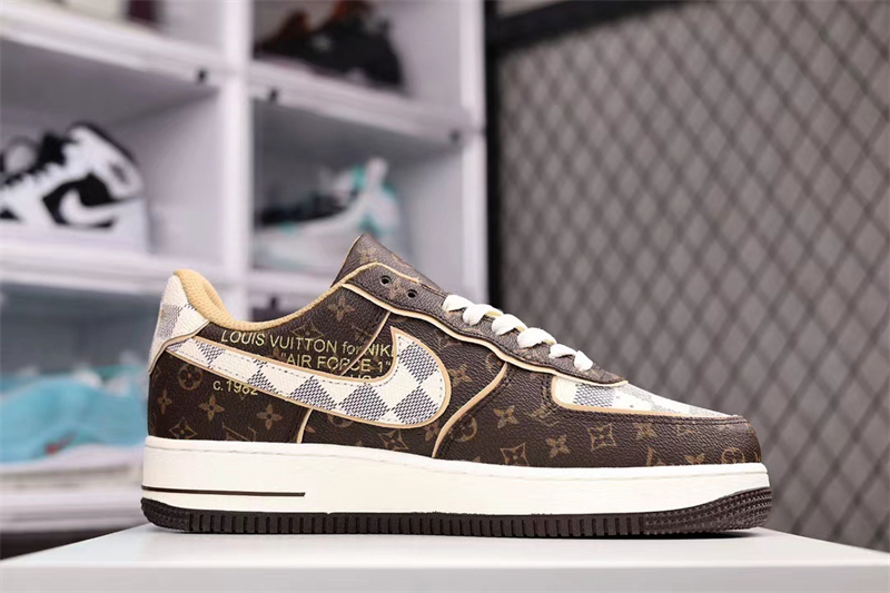 Nike Air Force 1 Low Louis Vuitton Monogram Brown Damier Azur(Replica)
