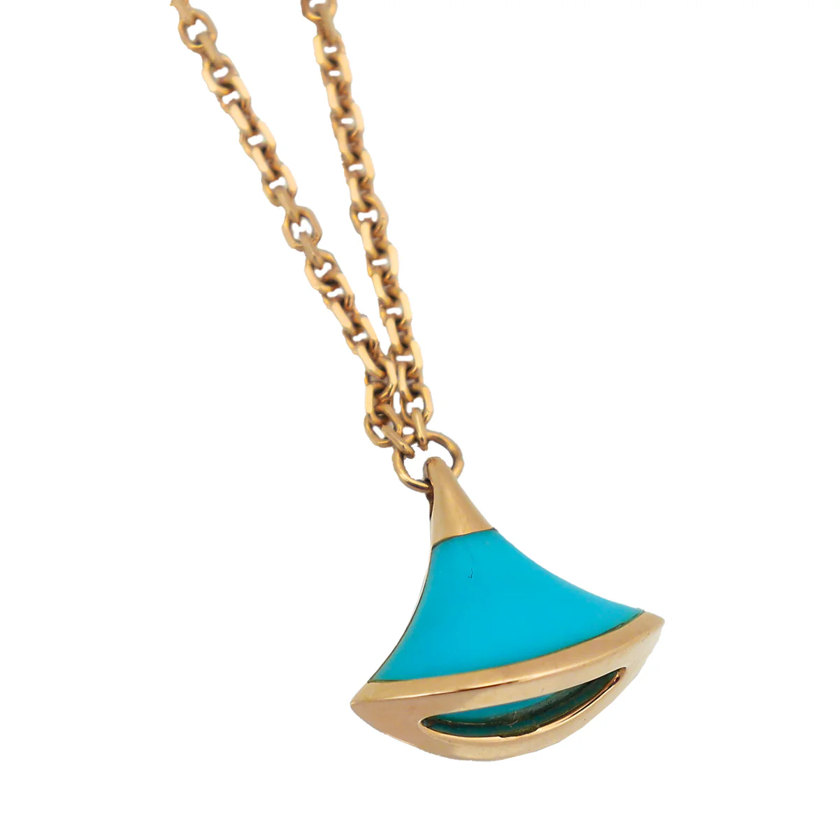 Bvlgari 18K Rose Gold Turquoise Diva's Dream Pendant Chain Bracelet