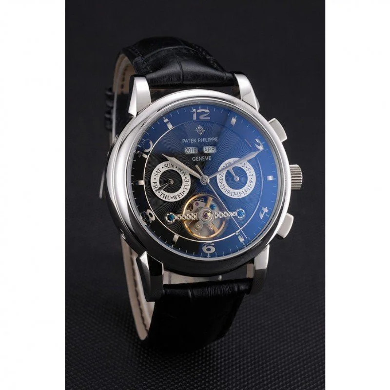 Perpetual Calendar Tourbillon Dial Black 44 mm, Stainless Steel