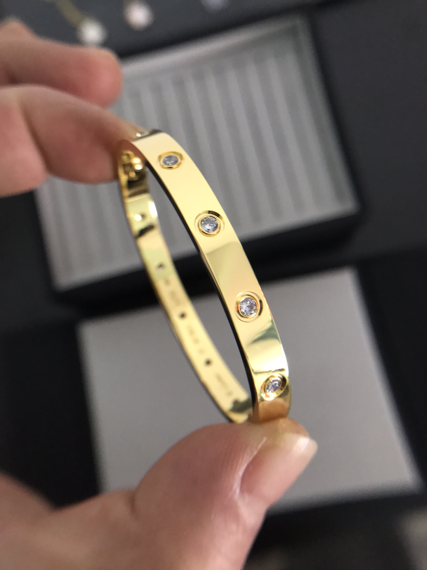 Cartier Love Bracelet Dupe with Ten Diamonds in Gold