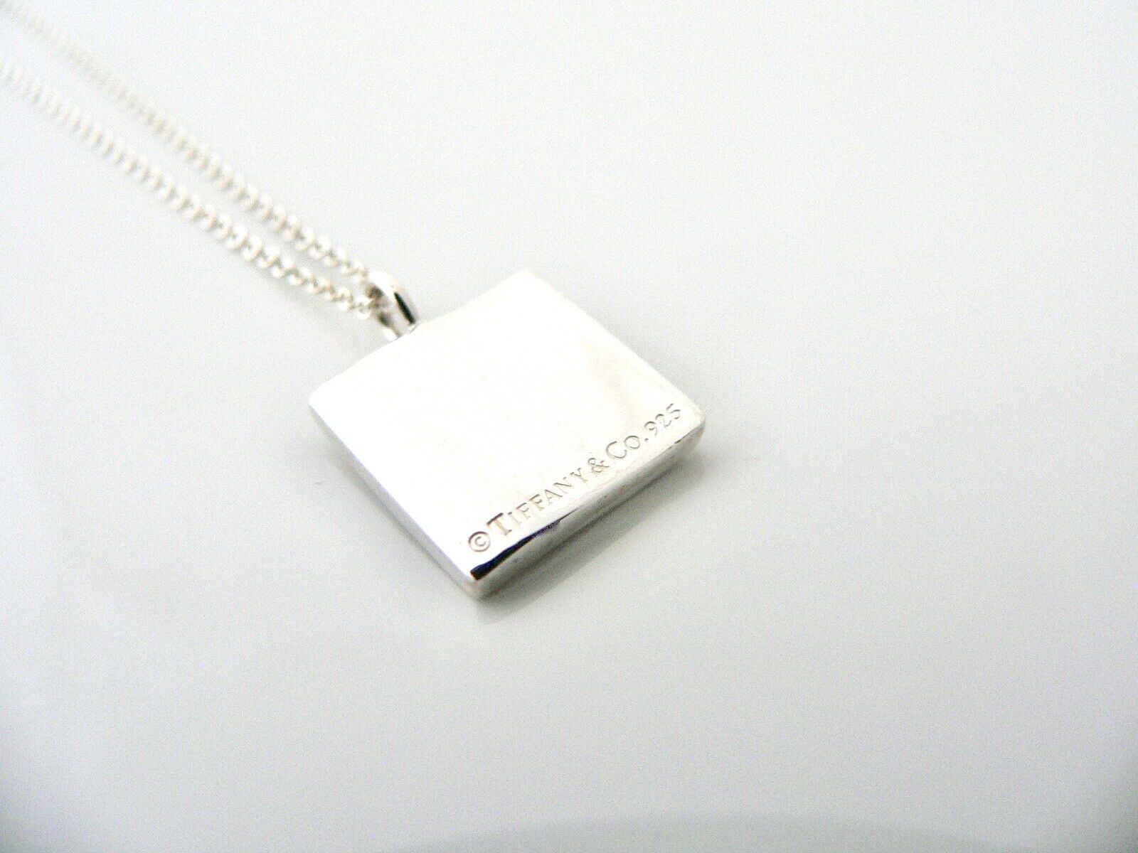 Tiffany & Co Notes Necklace Square Pendant Charm 18 Inch Chain Love Gift Classic