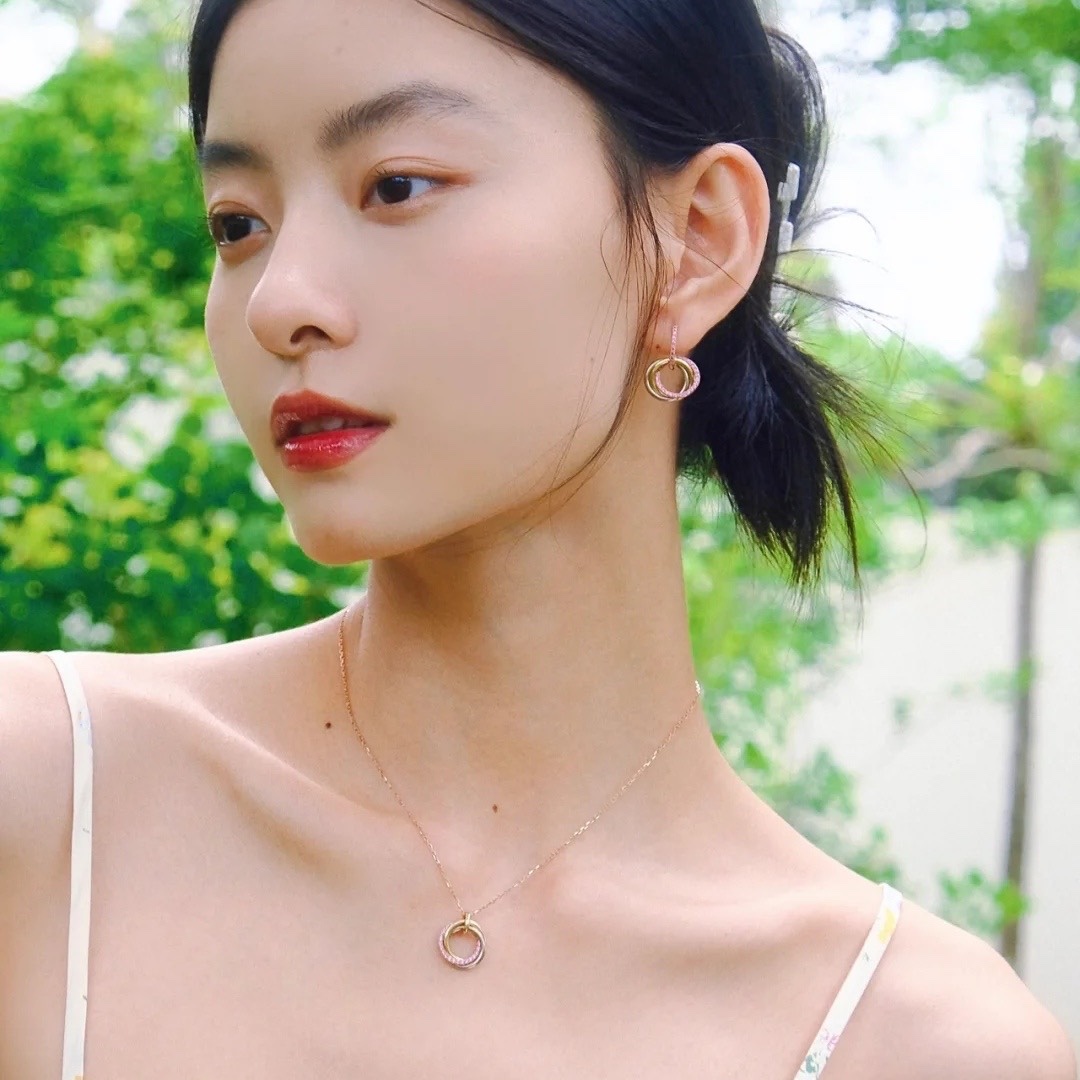 Cartier Triple Ring Pink Diamond Earrings