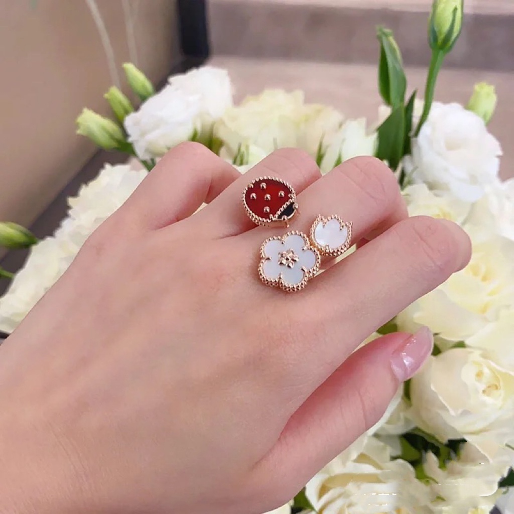 Van Cleef & Arpels Ladybird & Double Flower Ring