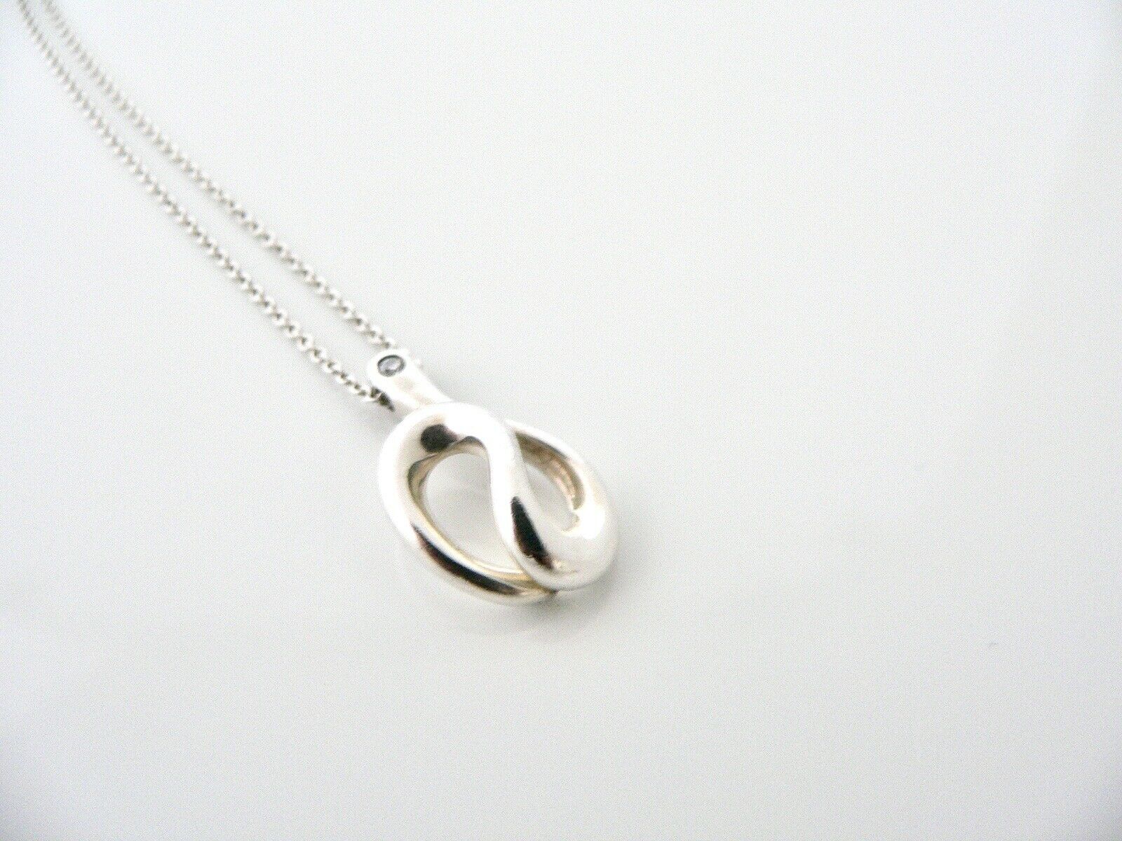 Tiffany & Co Diamond Necklace Wave Pendant Charm Chain Peretti Silver Love Gift