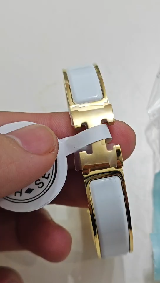 Fake Hermes Bracelet, Clic H bracelet Dupe, White Enamel Bracelet, Three Color