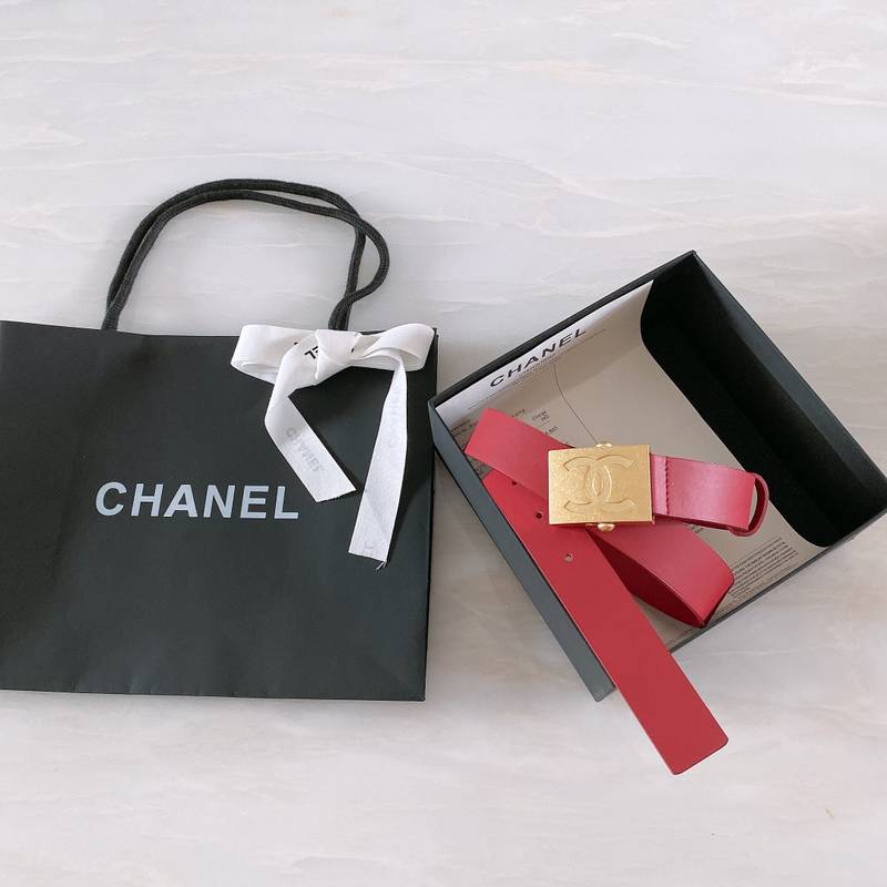 Chanel Belt With Ribbon Buckle Red Women Belt 30MM