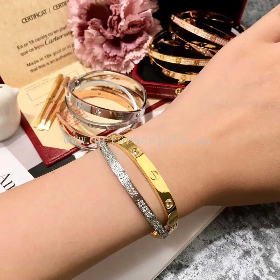 Cartier Double Love Diamond Paved Bracelet White Gold/Yellwo Gold/Rose Gold