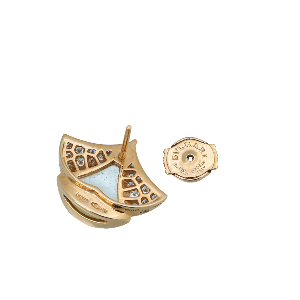 Bvlgari 18K Rose Gold MOP Diamond Diva's Dream Stud Earrings