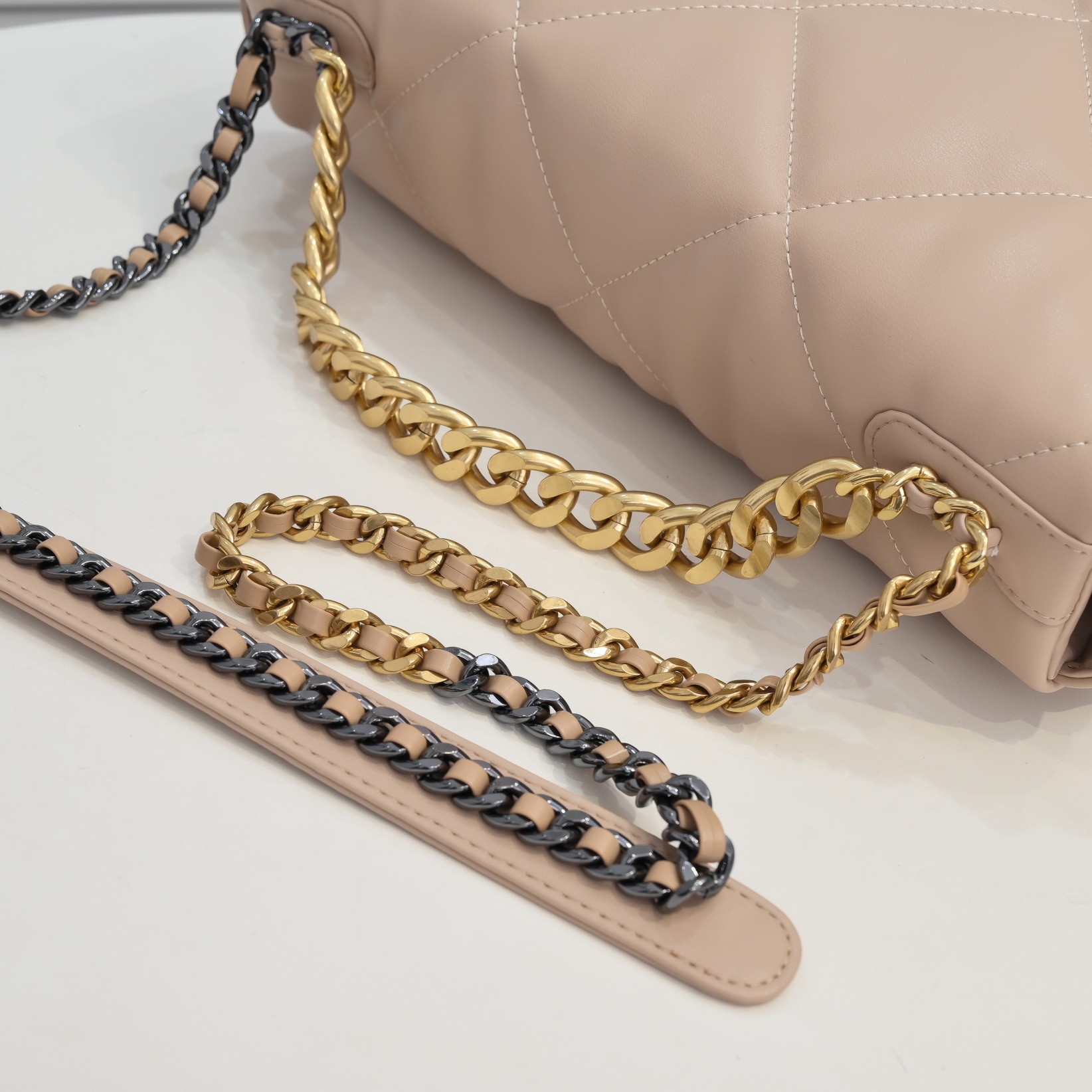 Chanel Lambskin Quilted Large19 Flap Shoulder Bag Handbag