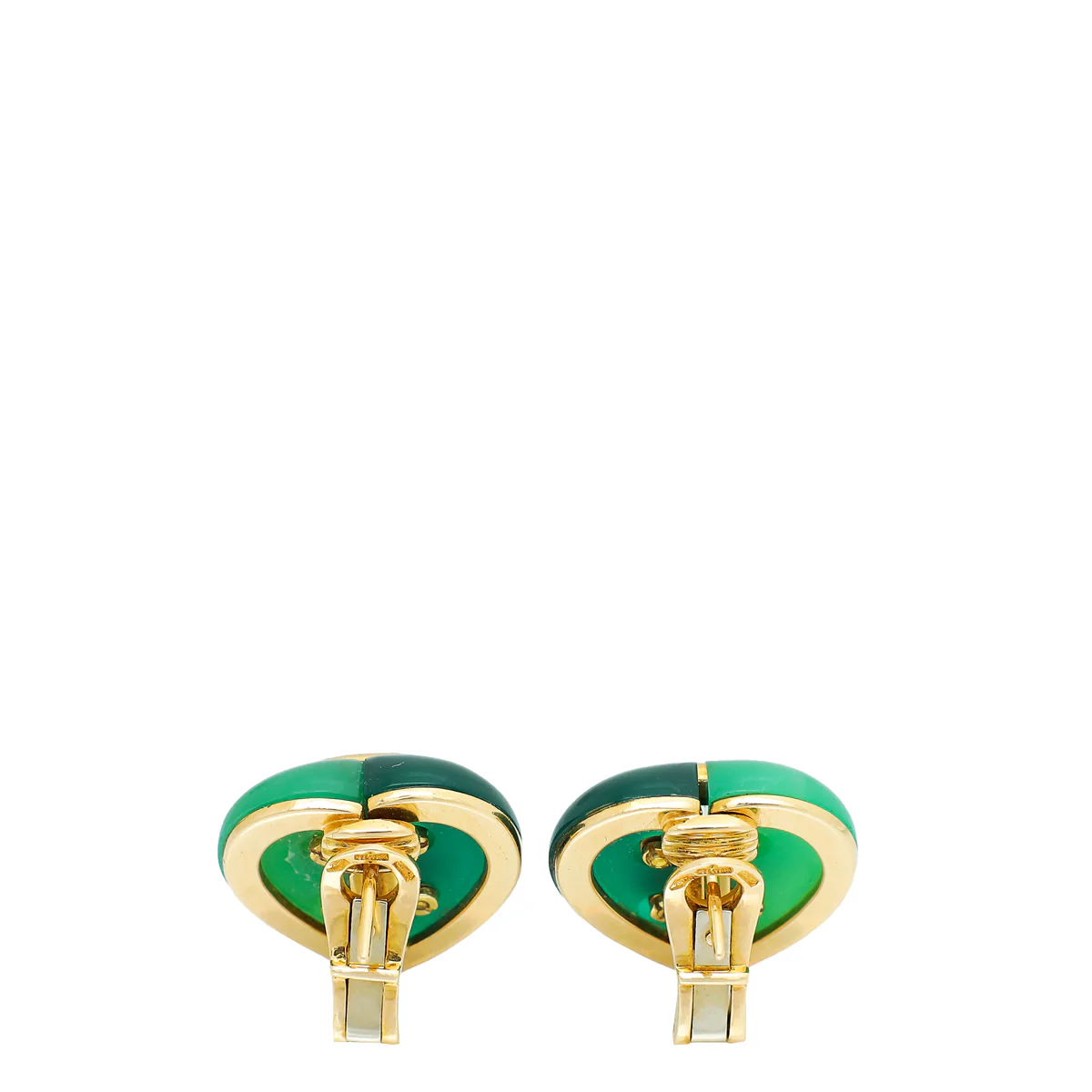 Bvlgari 18K Yellow Gold Chrysoprase & Green Jasper Heart Earrings