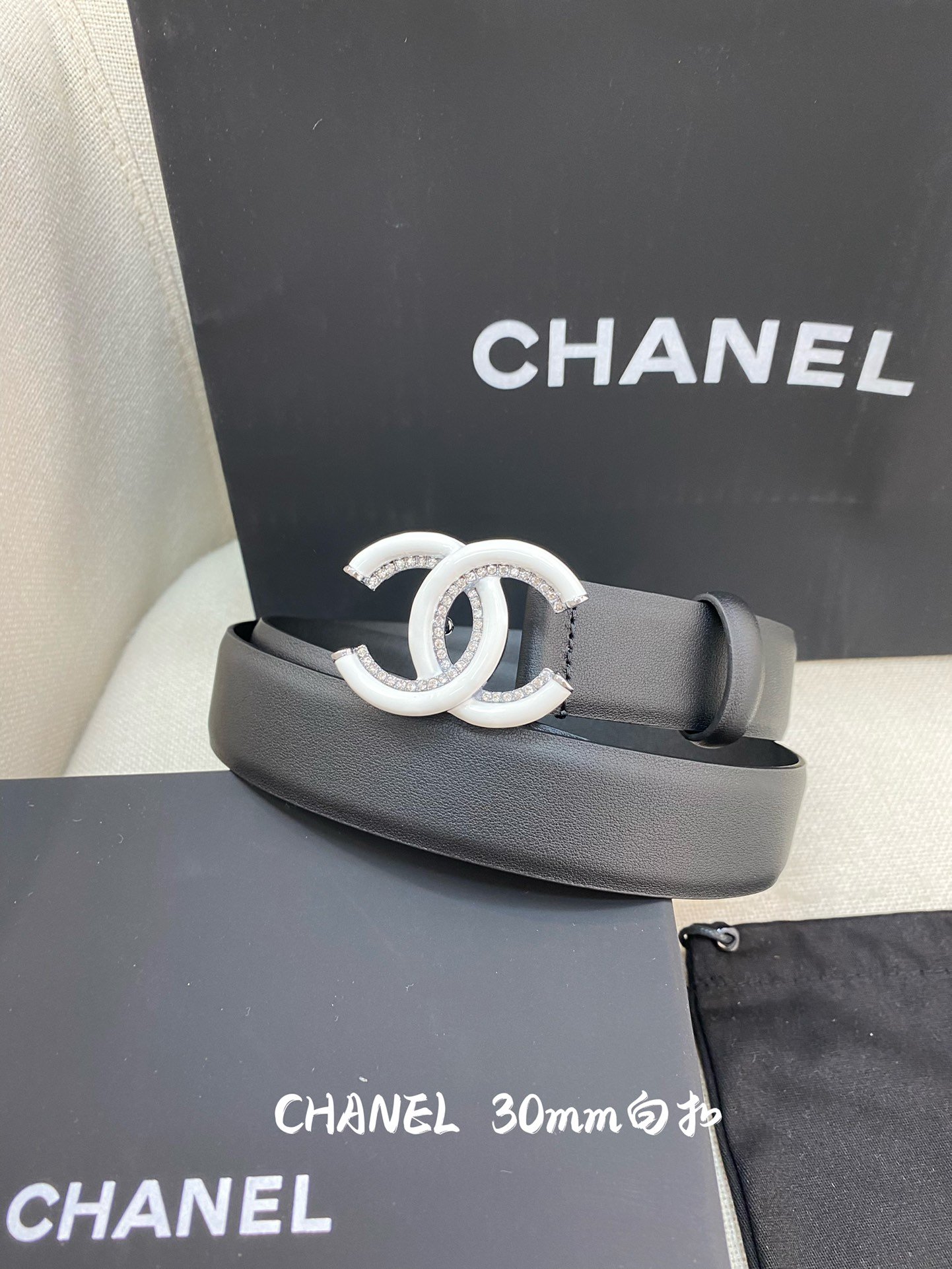 Chanel Belt With Double C Buckle Black Women Belt 30MM