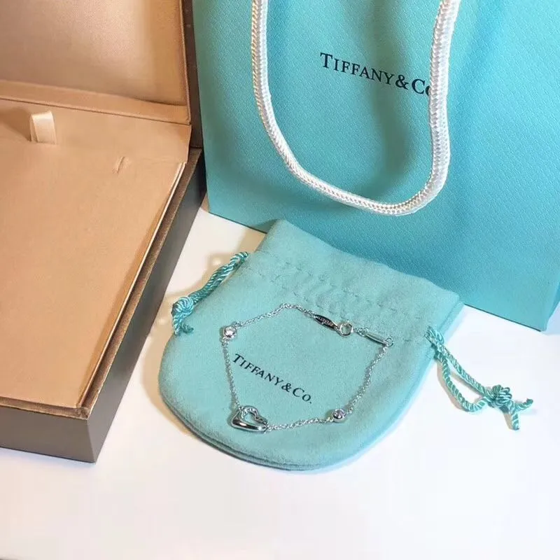 New Tiffany Elsa Peretti Diamonds By The Yard Open Heart Ladies Silver Bracelet 3151215N8