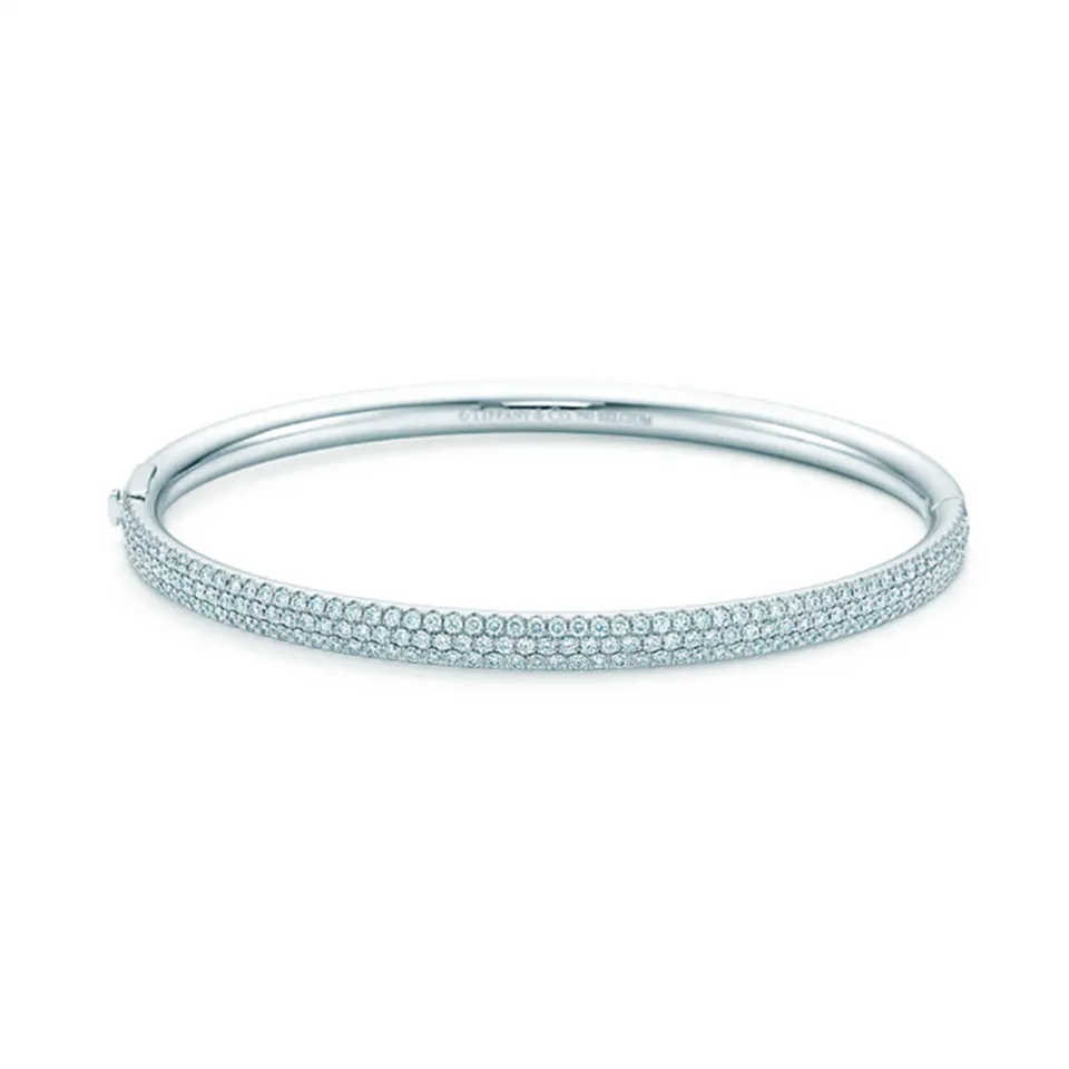 Tiffany Metro Three-row Hinged Bangle Sterling Silver Diamonds Wholesale