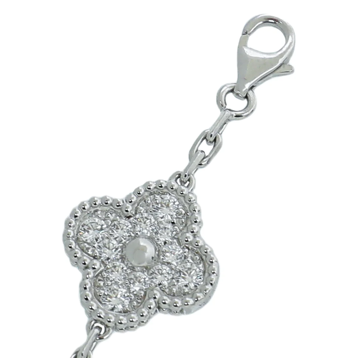 Van Cleef & Arpels 18K White Gold Diamond Vintage Alhambra Bracelet