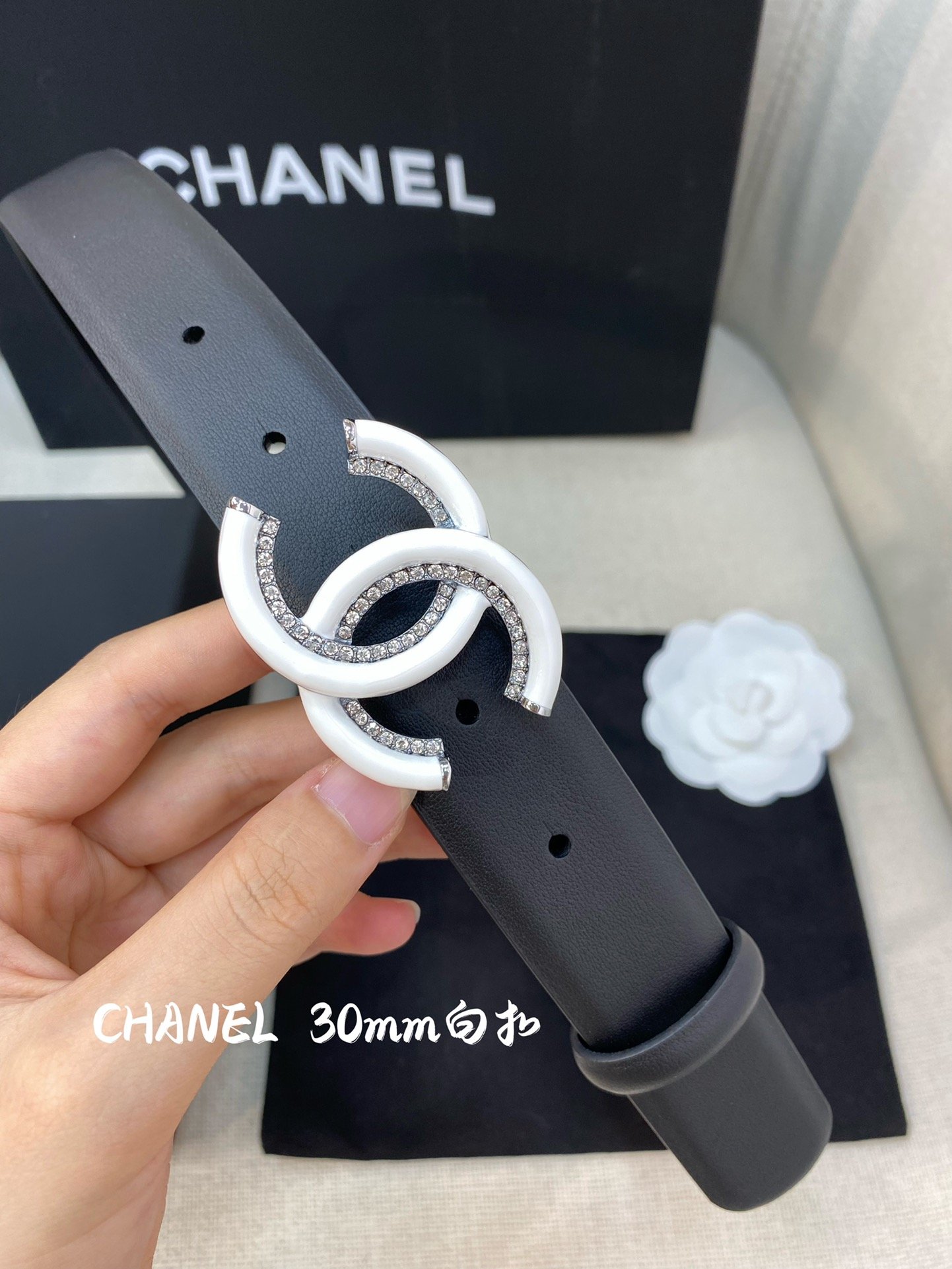 Chanel Belt With Double C Buckle Black Women Belt 30MM