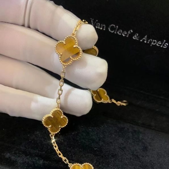 Best Van Cleef Bracelet Dupe, Tiger Eye Stone Clover Bracelet
