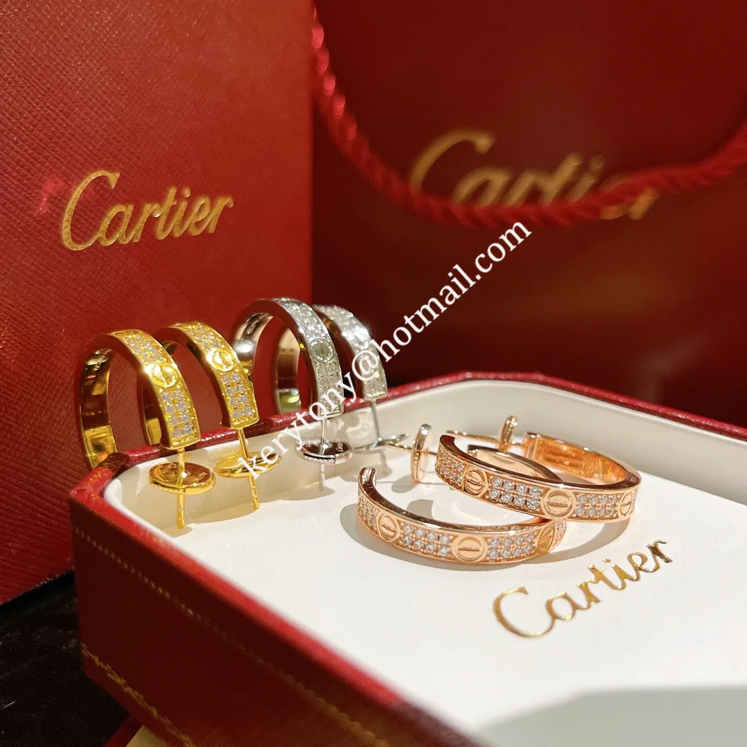 Women��s Jewellery Cartier Love Earrings Yellow Gold/Rose Gold/White Gold With Diamonds N8515192 Cheap