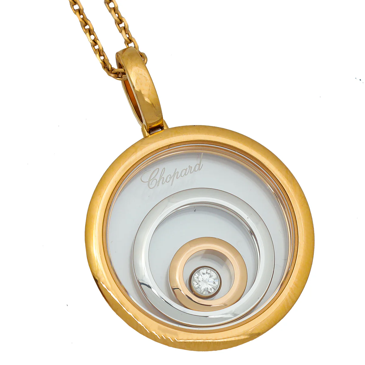 Chopard 18K Rose Gold Diamond Happy Spirit Pendant Necklace