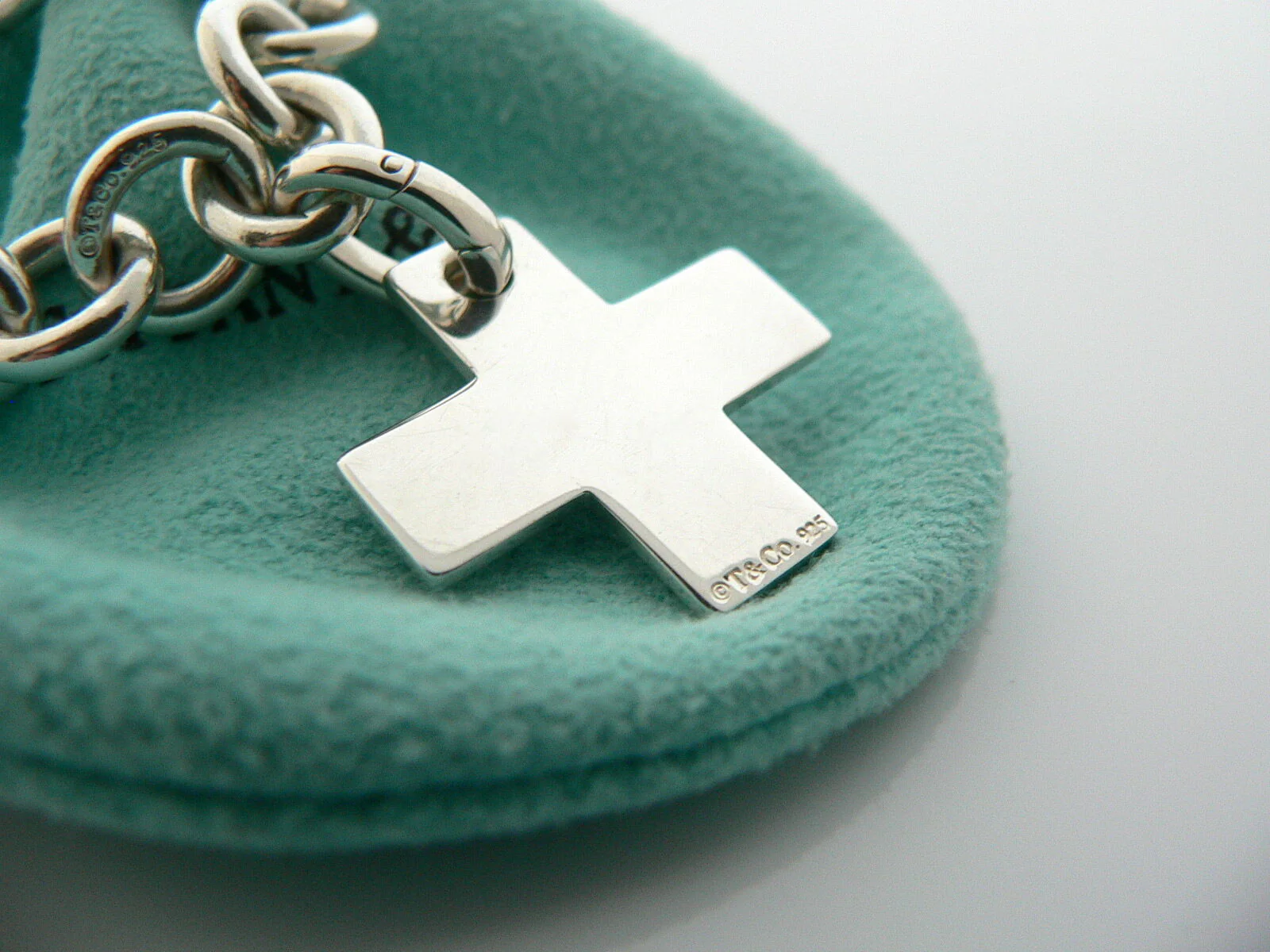 Tiffany & Co Silver 1837 Cross Bracelet Bangle Charm Clasp Gift Pouch Love Rare