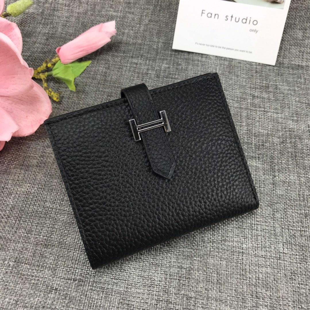 Best Price H5120 Hermes Bearn Short Wallet in Epsom Calfskin Black