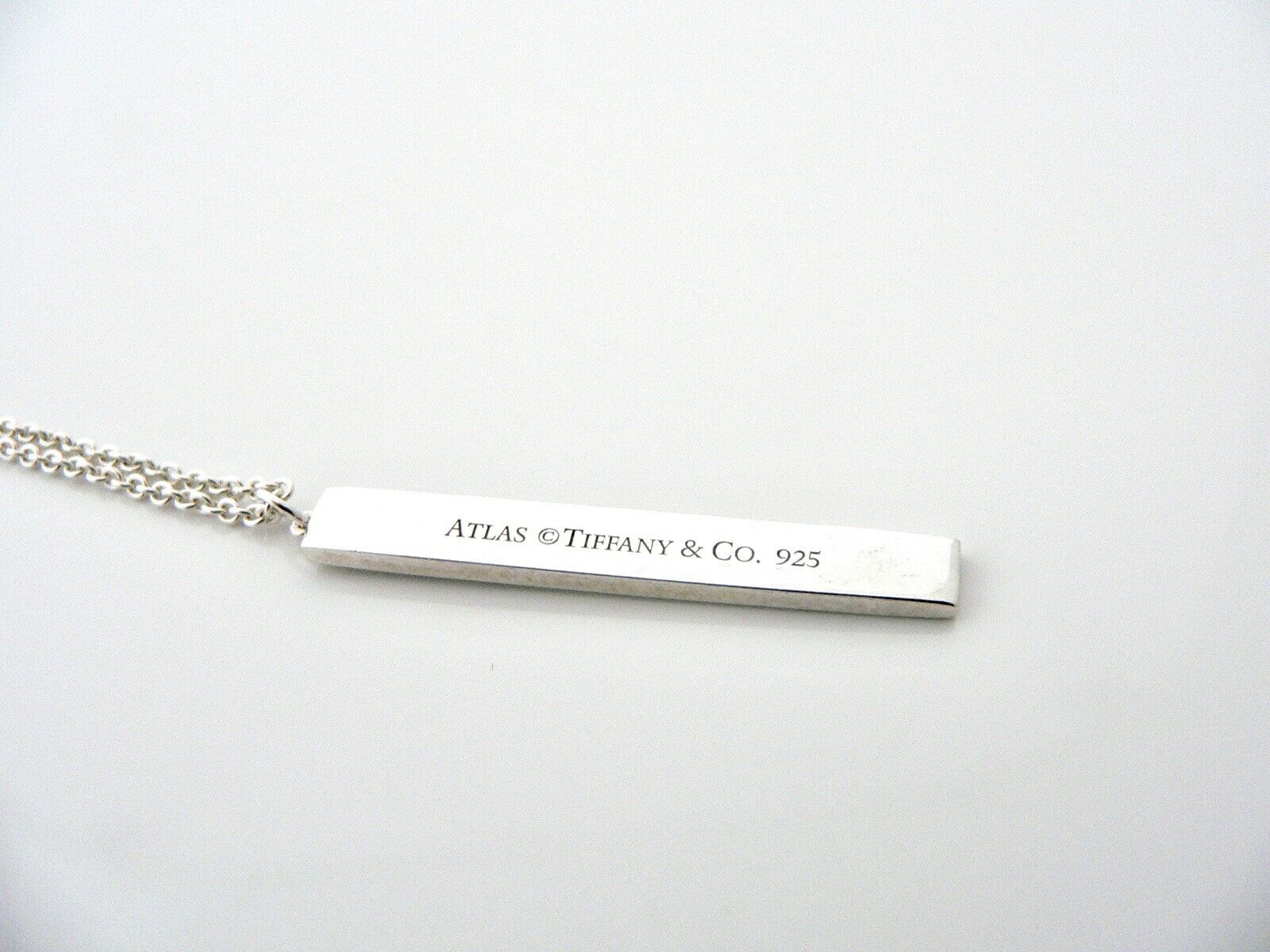 Tiffany & Co Atlas Bar Necklace Pendant Charm Chain Silver Gift Love T and Co
