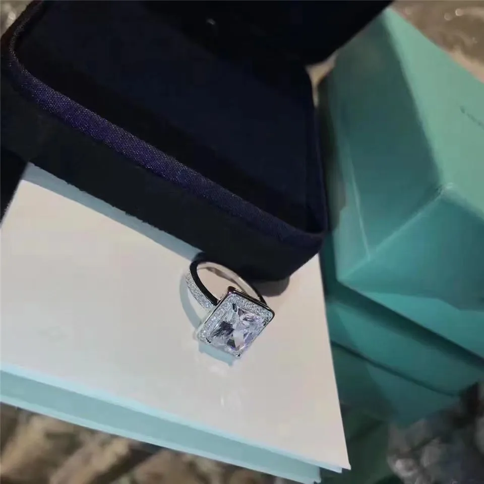 Tiffany Square Crystal Narrow Ring Most Popular