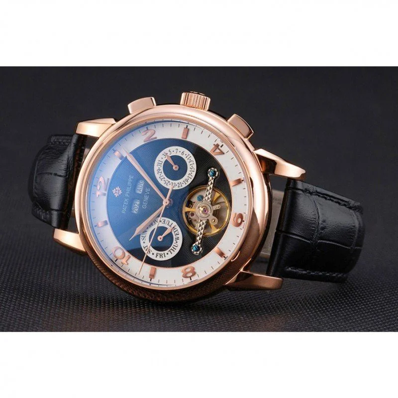 Perpetual Calendar Tourbillon Dial Black 44 mm, Rose Gold Plated
