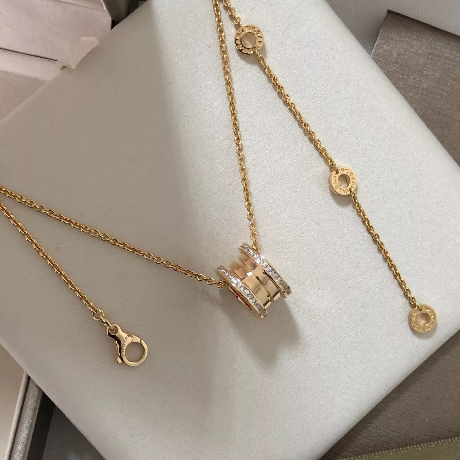 Bulgari B Zero Necklace 18K rose gold Au750 diamond necklace