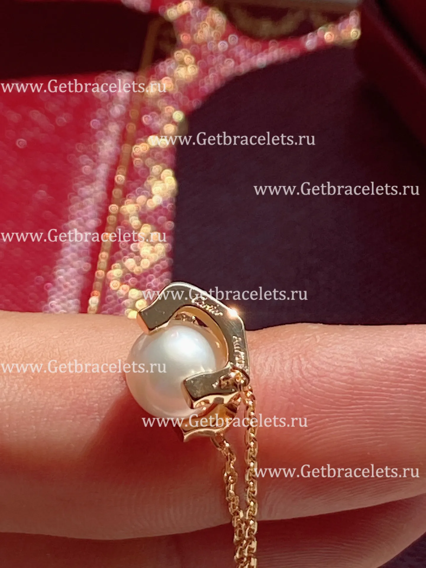 Replica C DE Cartier Necklace Rose Gold with Pearl B7059000
