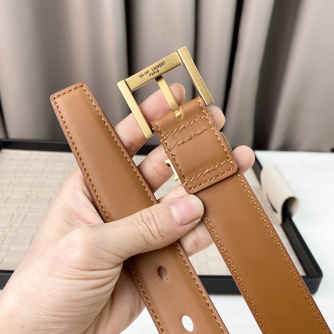YSL Saint Laurent Leather Belts 1:1 Mirror Version